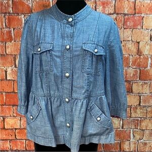 Style & Co‎ Chambray Ruffle Hem Jacket